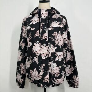Volcom Floral Windbreaker Jacket Black Lightweight Ski Snowboard Outdoors Size S